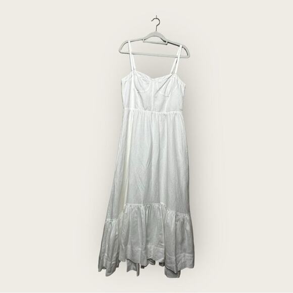 NWT | Jonathan Simkai | Kitzia Linen Bustier Midi Dress | White | Large - Picture 2 of 14